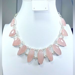 Rose Quartz 925 Large Gemstone Necklace #1